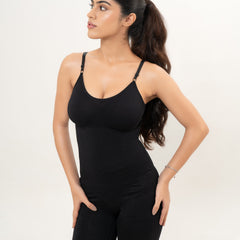 Essentials Black  Mid Thigh Bodysuit
