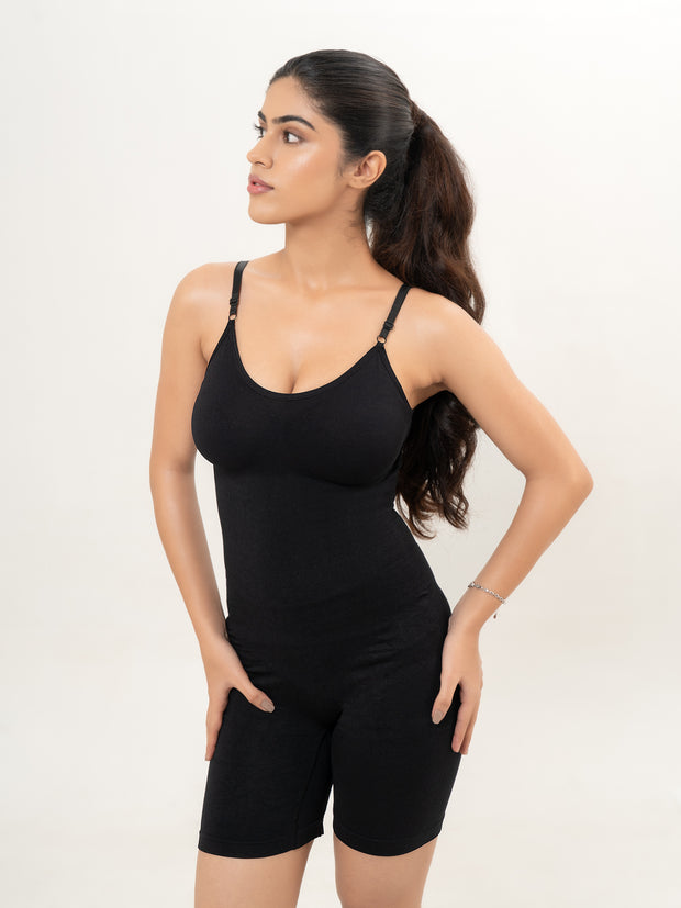 Essentials Beige Mid Thigh Bodysuit