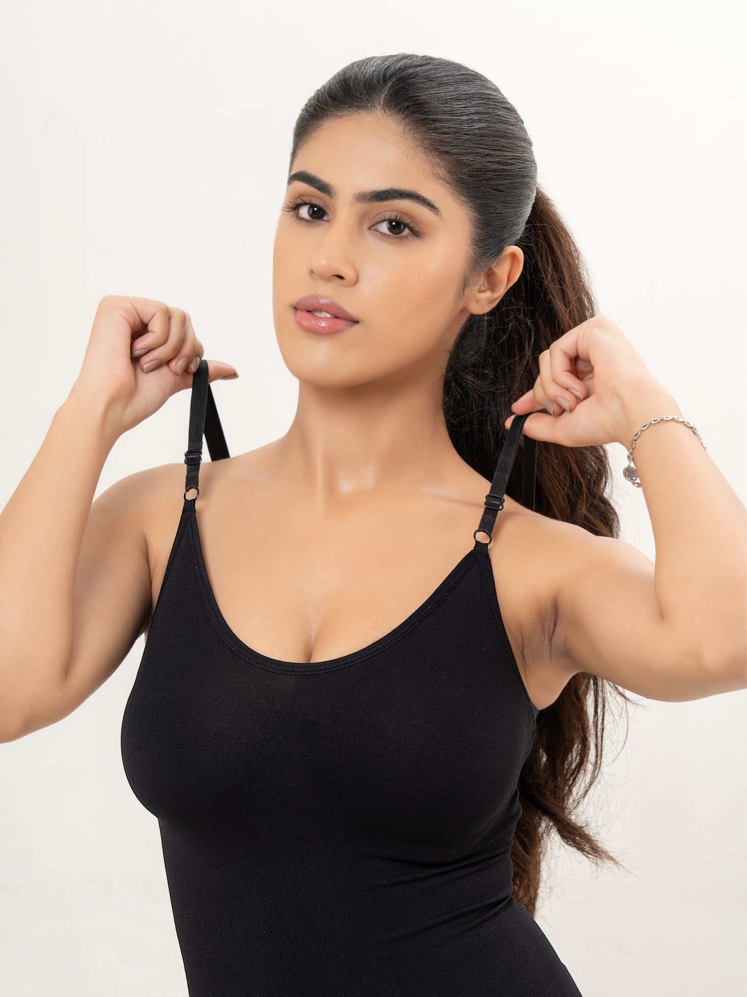 Essentials Black  Mid Thigh Bodysuit